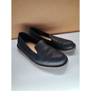 LL Bean Stonington 507146 Womens 9 Black Flat Loafer Slip On Rubber Sole